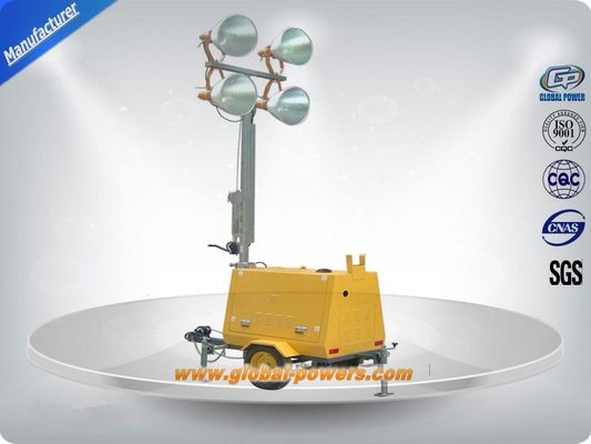 LED 9m Portable Trailer  Mobile Light Tower Diesel Generator  with Hand Push সরবরাহকারী